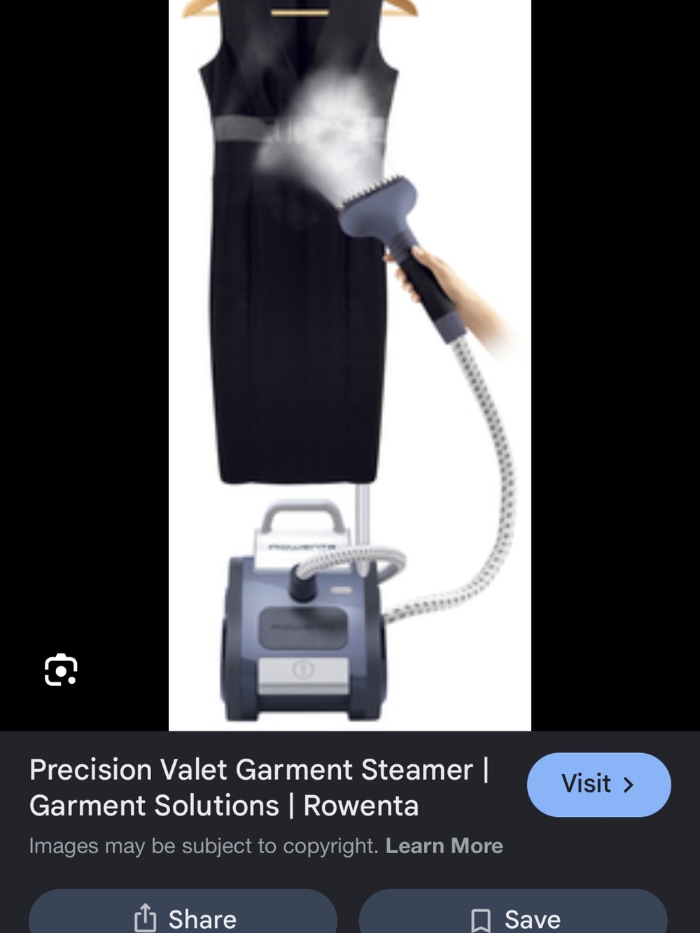 Rowenta Gray and Black Handheld Garment Steamer with Hose